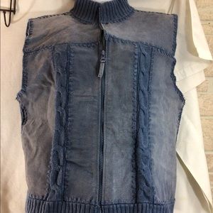 Woman’s Sz L PLANET & CO Blue Ribbed Leather Vest